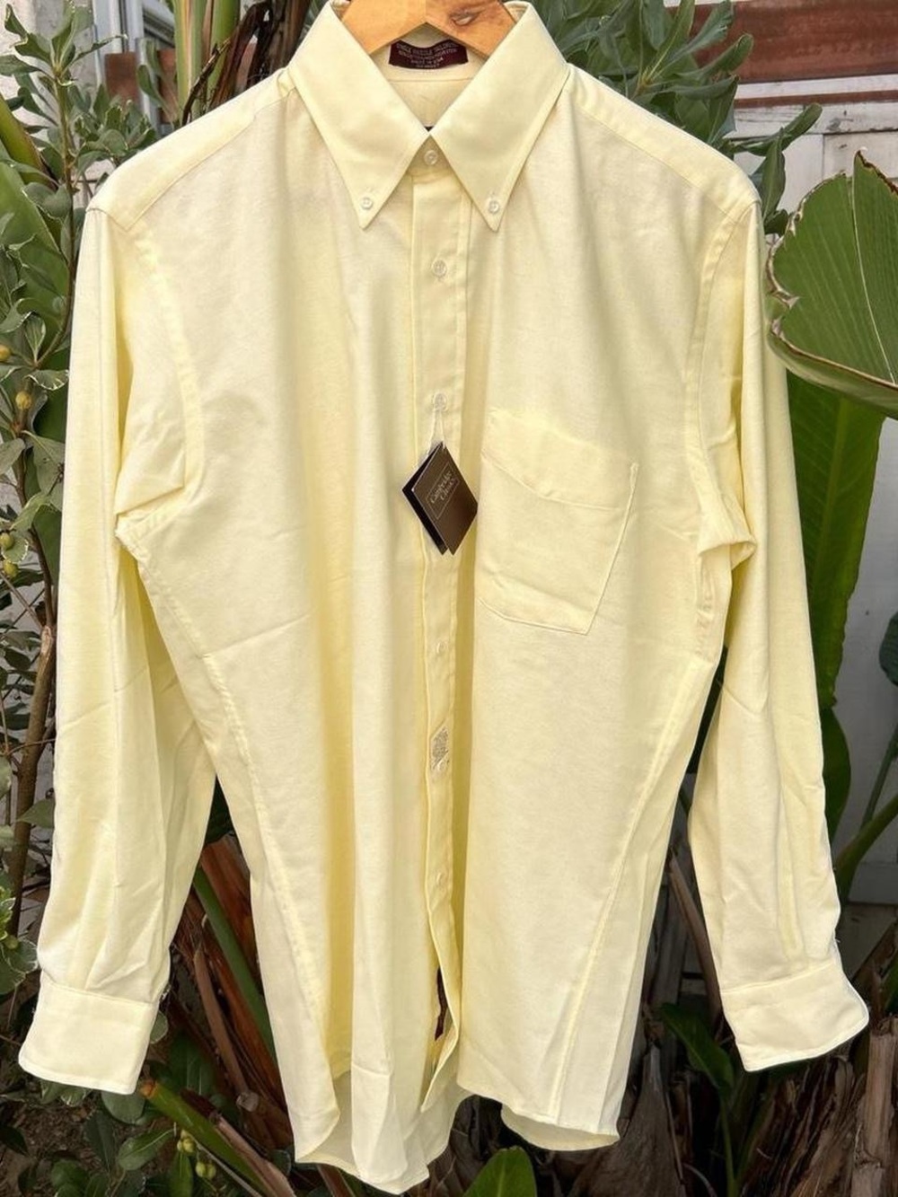Vintage 1990s Cambridge Classics Oxford Dress Shirt Yellow 15.5 32/33 USA NWT